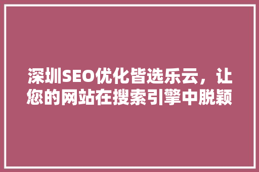 深圳SEO优化皆选乐云，让您的网站在搜索引擎中脱颖而出