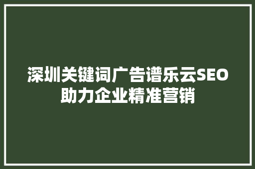 深圳关键词广告谱乐云SEO助力企业精准营销