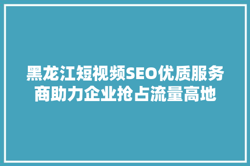 黑龙江短视频SEO优质服务商助力企业抢占流量高地