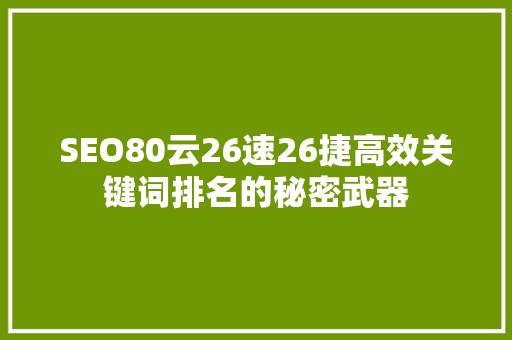 SEO80云26速26捷高效关键词排名的秘密武器