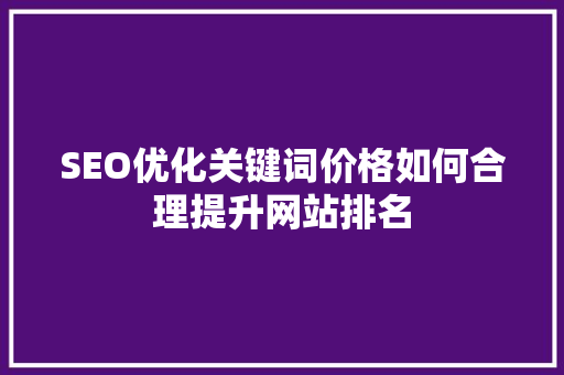 SEO优化关键词价格如何合理提升网站排名