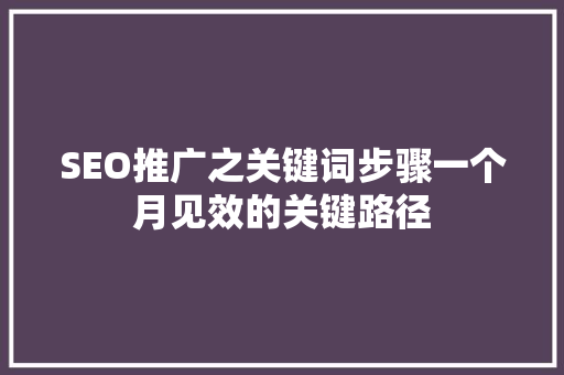 SEO推广之关键词步骤一个月见效的关键路径  第1张