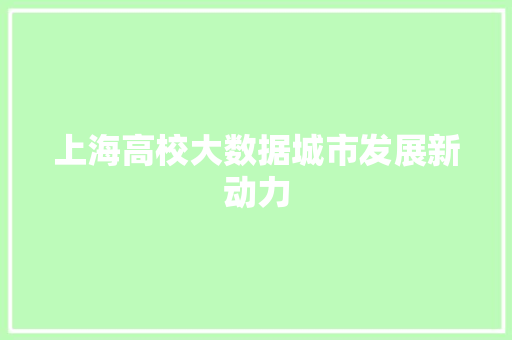 上海高校大数据城市发展新动力