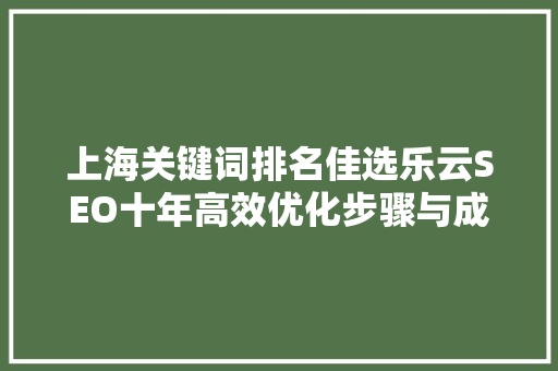 上海关键词排名佳选乐云SEO十年高效优化步骤与成果