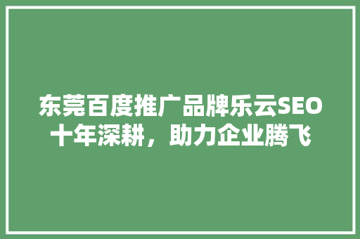 东莞百度推广品牌乐云SEO十年深耕，助力企业腾飞