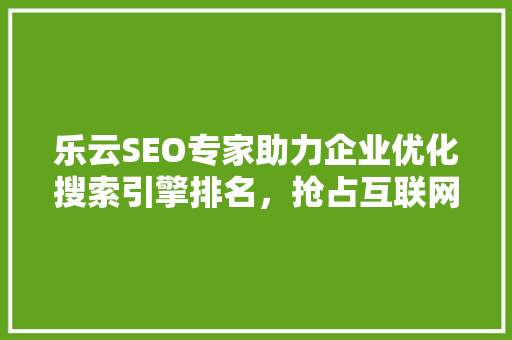 乐云SEO专家助力企业优化搜索引擎排名，抢占互联网市场先机