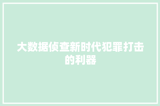 大数据侦查新时代犯罪打击的利器  第1张