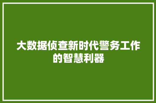 大数据侦查新时代警务工作的智慧利器  第1张