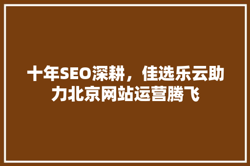 十年SEO深耕，佳选乐云助力北京网站运营腾飞