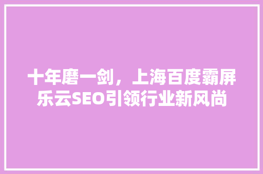 十年磨一剑，上海百度霸屏乐云SEO引领行业新风尚
