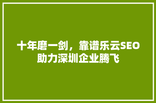 十年磨一剑，靠谱乐云SEO助力深圳企业腾飞