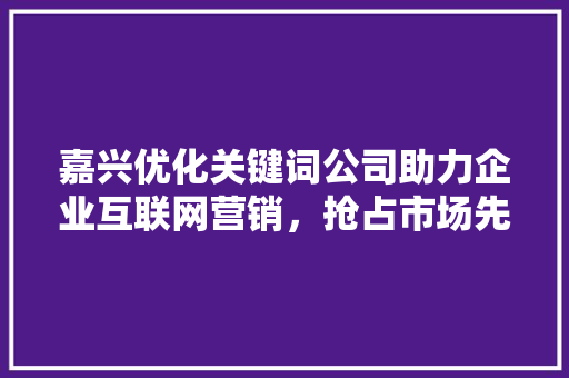 嘉兴优化关键词公司助力企业互联网营销，抢占市场先机