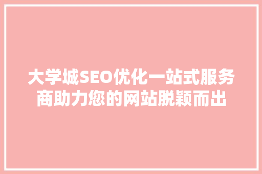 大学城SEO优化一站式服务商助力您的网站脱颖而出