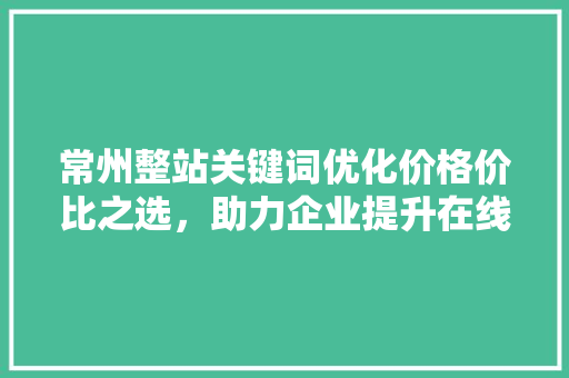 常州整站关键词优化价格价比之选，助力企业提升在线竞争力