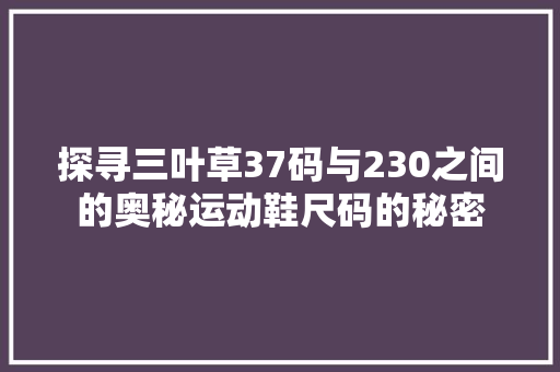 探寻三叶草37码与230之间的奥秘运动鞋尺码的秘密
