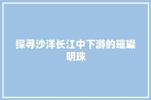 探寻沙洋长江中下游的璀璨明珠