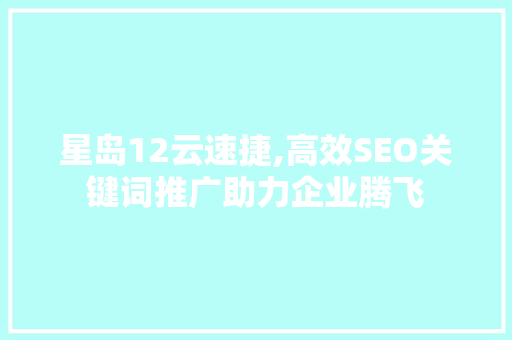 星岛12云速捷,高效SEO关键词推广助力企业腾飞  第1张