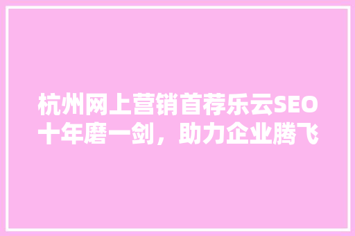 杭州网上营销首荐乐云SEO十年磨一剑，助力企业腾飞