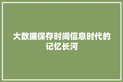 大数据保存时间信息时代的记忆长河