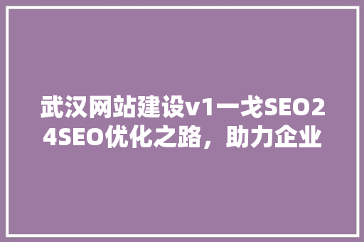 武汉网站建设v1一戈SEO24SEO优化之路，助力企业腾飞