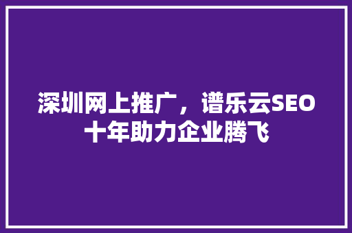 深圳网上推广，谱乐云SEO十年助力企业腾飞