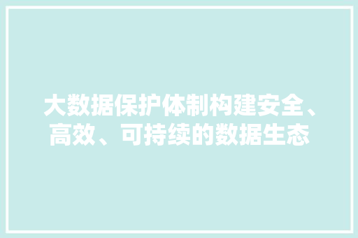 大数据保护体制构建安全、高效、可持续的数据生态