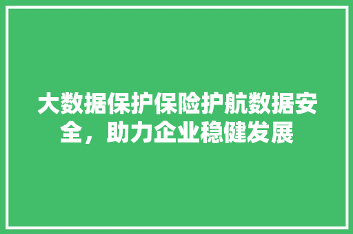 大数据保护保险护航数据安全，助力企业稳健发展