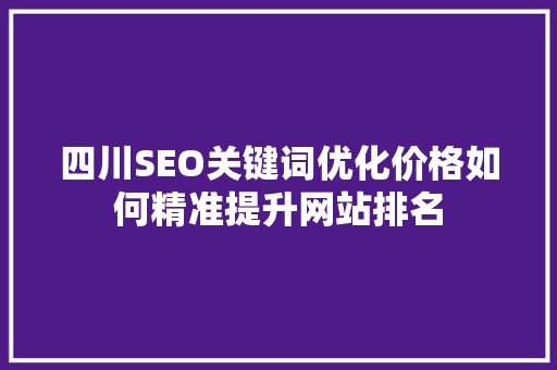 四川SEO关键词优化价格如何精准提升网站排名