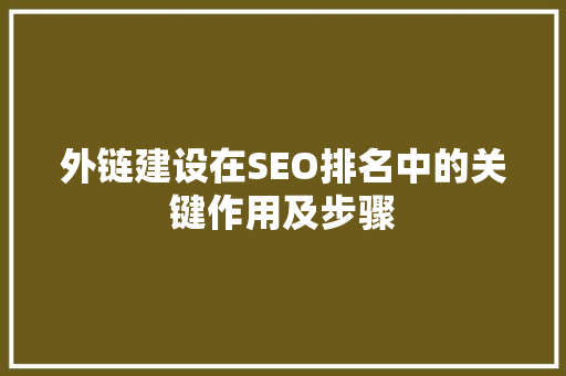 外链建设在SEO排名中的关键作用及步骤