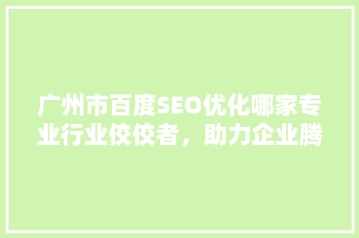 广州市百度SEO优化哪家专业行业佼佼者，助力企业腾飞