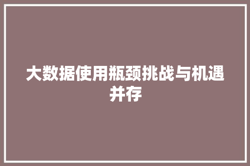 大数据使用瓶颈挑战与机遇并存