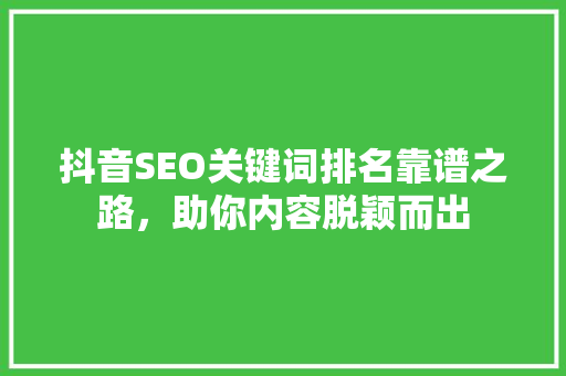 抖音SEO关键词排名靠谱之路，助你内容脱颖而出