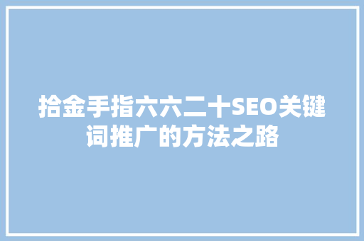 拾金手指六六二十SEO关键词推广的方法之路