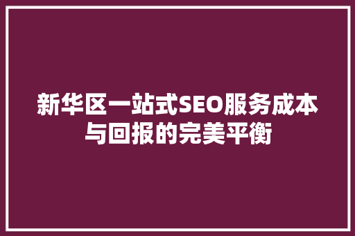 新华区一站式SEO服务成本与回报的完美平衡