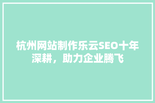 杭州网站制作乐云SEO十年深耕，助力企业腾飞