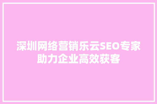 深圳网络营销乐云SEO专家助力企业高效获客