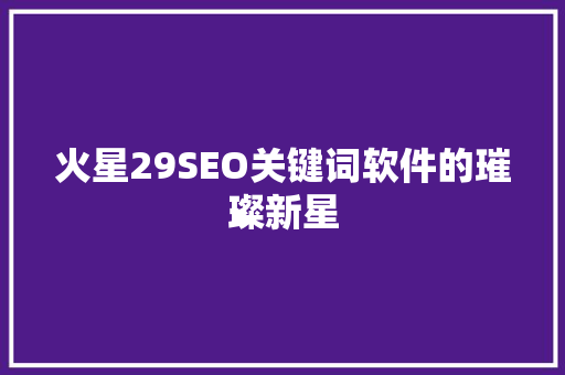 火星29SEO关键词软件的璀璨新星