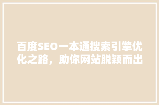 百度SEO一本通搜索引擎优化之路，助你网站脱颖而出