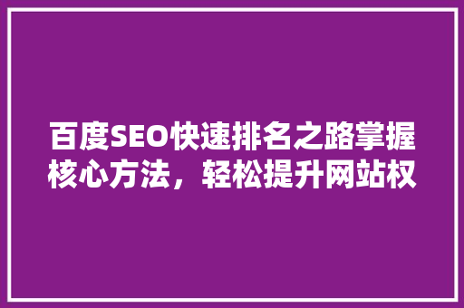 百度SEO快速排名之路掌握核心方法，轻松提升网站权重