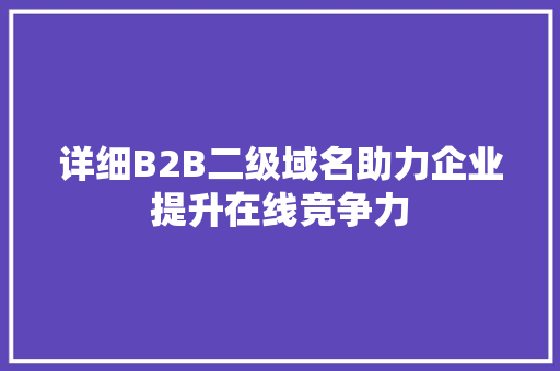详细B2B二级域名助力企业提升在线竞争力