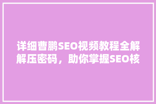 详细曹鹏SEO视频教程全解解压密码，助你掌握SEO核心技能