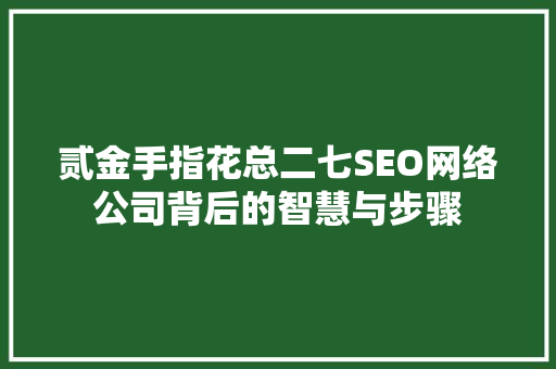 贰金手指花总二七SEO网络公司背后的智慧与步骤