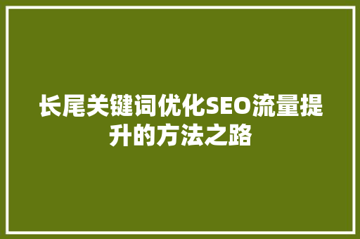 长尾关键词优化SEO流量提升的方法之路  第1张