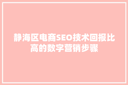 静海区电商SEO技术回报比高的数字营销步骤