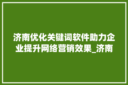 济南优化关键词软件助力企业提升网络营销效果_济南优化关键词软件