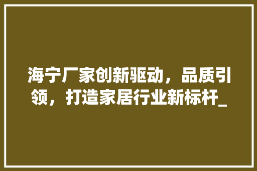 海宁厂家创新驱动，品质引领，打造家居行业新标杆_海宁厂家关键词优化