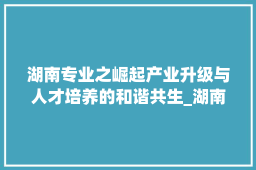 湖南专业之崛起产业升级与人才培养的和谐共生_湖南专业的关键词优化