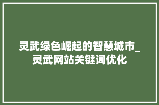 灵武绿色崛起的智慧城市_灵武网站关键词优化