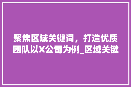 聚焦区域关键词，打造优质团队以X公司为例_区域关键词优化优质团队