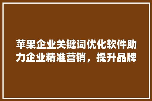 苹果企业关键词优化软件助力企业精准营销，提升品牌影响力_苹果企业关键词优化软件